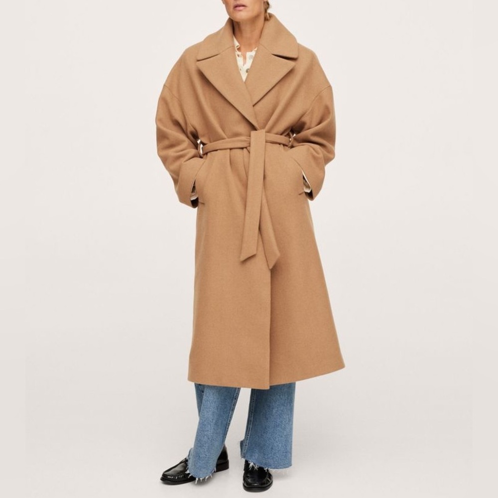 MANGO MNG Gorgeous Wool Blend Wide Lapel Oversized Coat
